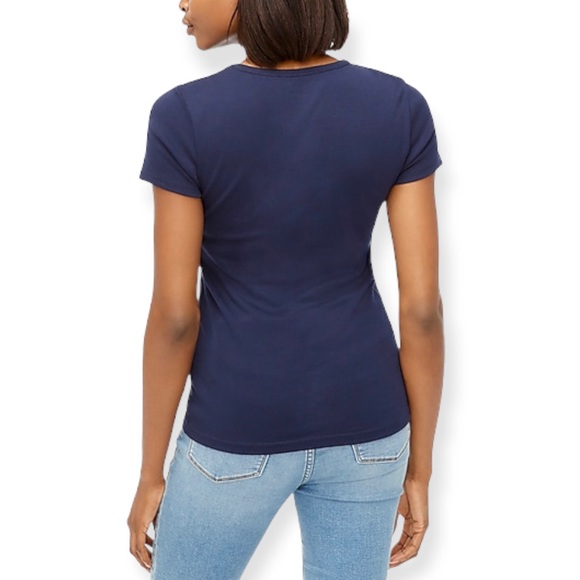J. CREW Fine-Rib Tee Navy Short Sleeve Crewneck Perfect Fit T-Shirt - Picture 4 of 7